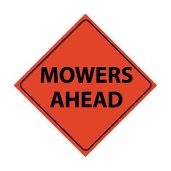 Nmc Mowers Ahead, 48x48, Roll Up Sign, Refle RUR5
